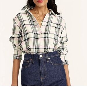 J. Crew Women's Classic-Fit Shirt in Soft Mint Tartan